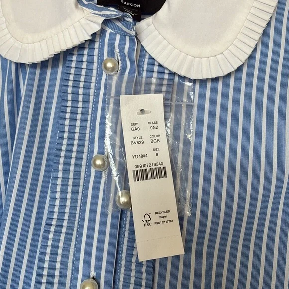 J crew Slight Cropped garçon shirt with pearl buttons in stripe Size 6 NWT - Picture 4 of 10